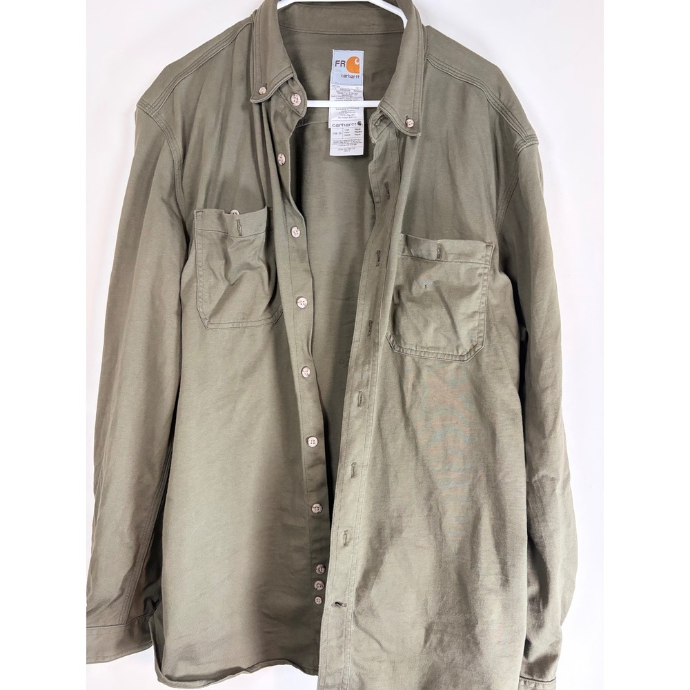 Carhartt FR Force Flame Resistant Shirt Mens Large Olive Green NFPA 2112 101698
